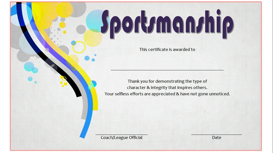 Star Sportsmanship Certificate Template Free 3 | Certificate within Sportsmanship Certificate Template