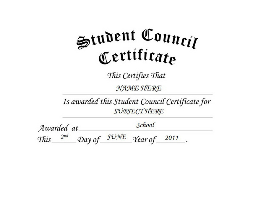 Student Council Certificate Free Templates Clip Art with Student Council Certificate Template Free