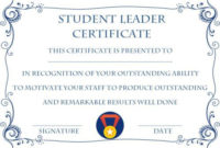 Student Leadership Certificate: 10+ Best Student Leadership in New Student Leadership Certificate Template