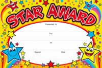 Student Of The Day Certificate Beautiful Star Award Award pertaining to Fresh Player Of The Day Certificate Template Free