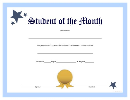 Student Of The Month Certificate - Free Printable inside Quality Student Of The Year Award Certificate Templates