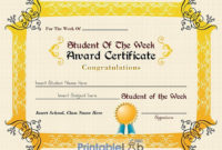 Student Of The Week Award Certificate Template In Cream for Student Of The Week Certificate Templates
