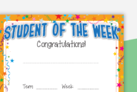 Student Of The Week Certificate pertaining to Student Of The Week Certificate Templates