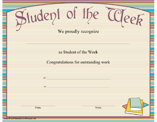 Student Of The Week Certificate Printable Certificate inside Student Of The Week Certificate Templates