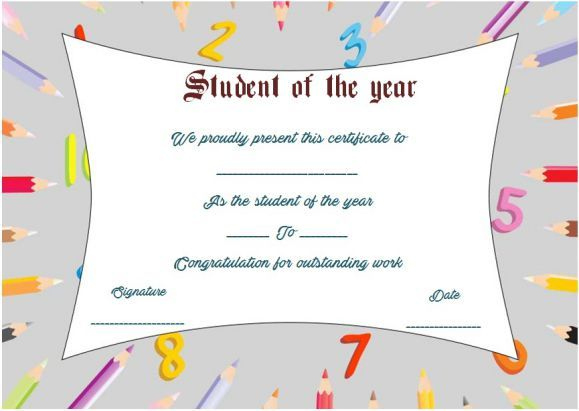 Student Of The Year Award Certificate Template | Awards in 9 Math Achievement Certificate Template Ideas