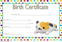 Stuffed Animal Birth Certificate Template Free For Cat Doll pertaining to Stuffed Animal Birth Certificate
