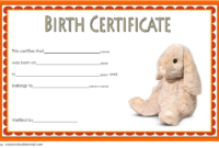Stuffed Animal Birth Certificate Template Free For Rabbit inside Unique Stuffed Animal Birth Certificate Templates