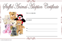 Stuffed Animal Pet Adoption Certificate Template Free 1 in Stuffed Animal Adoption Certificate Editable Templates