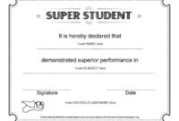 Super Student Certificate Template | Student Certificates intended for Best Outstanding Student Leadership Certificate Template Free