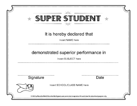 Super Student Certificate Template | Student Certificates regarding Free Student Certificate Templates