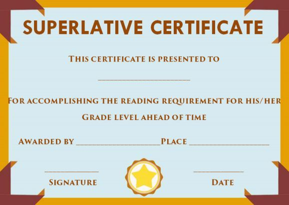 Superlative Certificate Template Word | Certificate for Best Superlative Certificate Templates