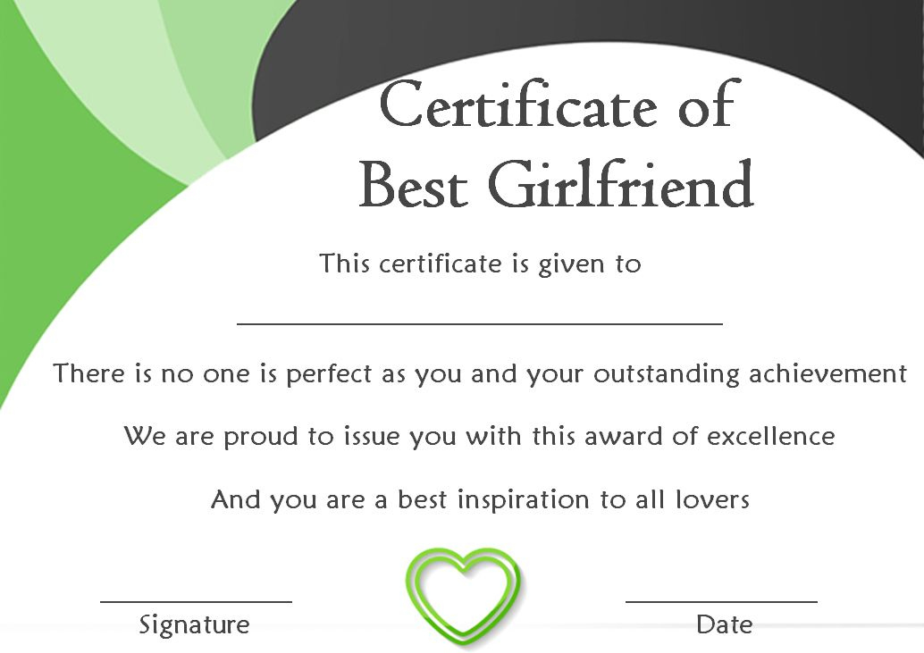 Surprise Your Girlfriend Using These 16+ Best Girlfriend for Best Girlfriend Certificate Template