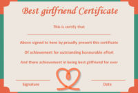 Surprise Your Girlfriend Using These 16+ Best Girlfriend regarding Quality Best Girlfriend Certificate Template