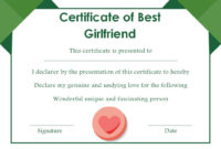 Surprise Your Girlfriend Using These 16+ Best Girlfriend with regard to Quality Best Girlfriend Certificate Template