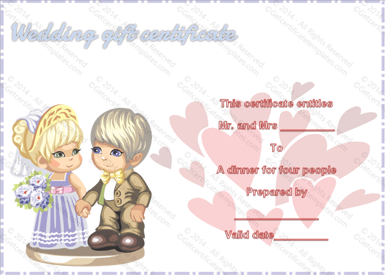 Sweet Love Wedding Gift Certificate Template pertaining to Best Wedding Gift Certificate Template