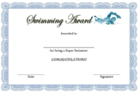 Swimming Award Certificate Free Printable 3 | Awards inside Finisher Certificate Template 7 Completion Ideas
