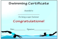 Swimming Certificate Templates Free (3) – Templates Example in Swimming Award Certificate Template