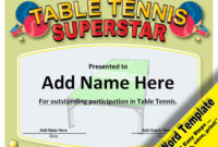 Table Tennis Award, Editable Word Template, Printable with Best Table Tennis Certificate Templates Editable