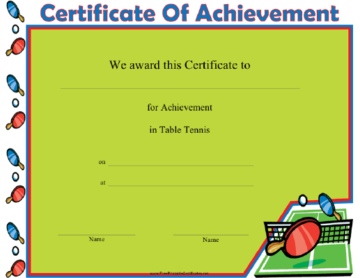 Table Tennis Printable Certificate pertaining to Table Tennis Certificate Templates Editable