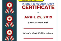Take Your Child To Work Day – Daughters And Sons To Work Day with Certificate For Take Your Child To Work Day