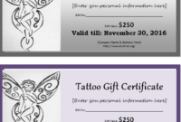 Tattoo Gift Certificate Template For Ms Word | Document Hub inside Tattoo Gift Certificate Template
