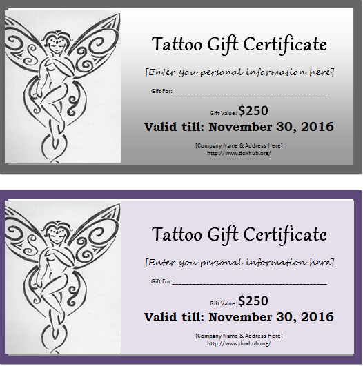 Tattoo Gift Certificate Template For Ms Word | Document Hub intended for Fresh Tattoo Gift Certificate Template