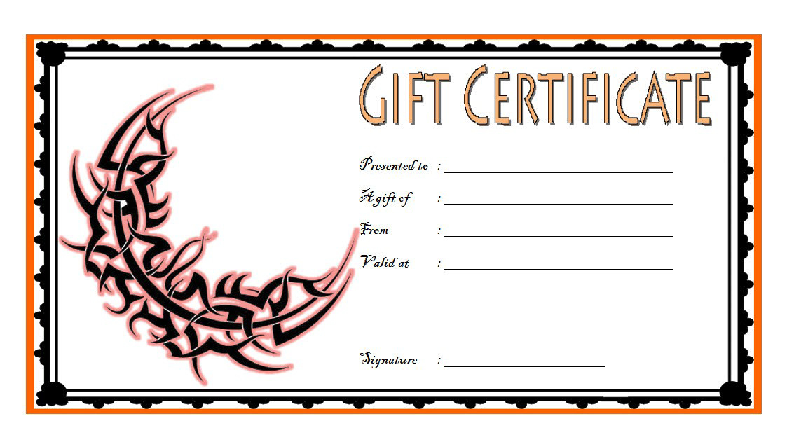Tattoo Gift Certificate Template Free 2 | Gift Certificate intended for Tattoo Certificates Top 7 Cool Free Templates