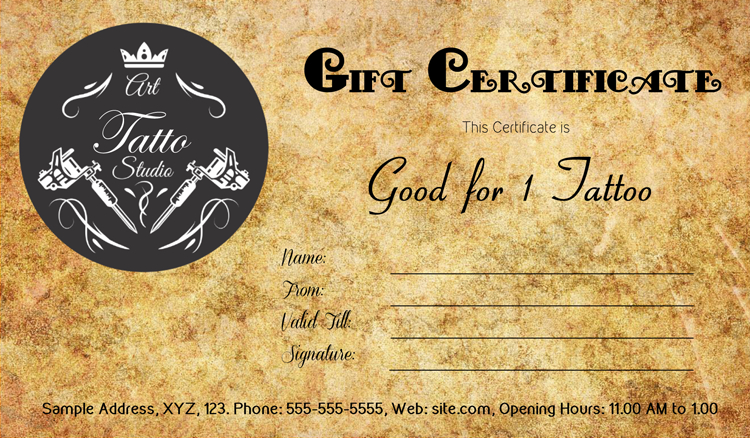 Tattoo Gift Certificate Template #Gift #Certificate with regard to Tattoo Gift Certificate Template Coolest Designs