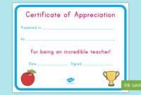 Teacher Appreciation Certificate (Teacher Made) throughout Teacher Appreciation Certificate Templates