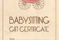 Template For Baby-Sitting Gift Certificate. #Babyshower throughout Quality Baby Shower Gift Certificate Template