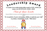 Template : Free Leadership Award Template At for New Leadership Award Certificate Template