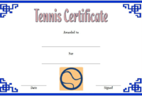 Tennis Award Certificate Template Free 2 Di 2020 within Tennis Certificate Template