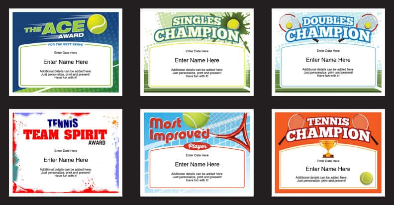 Tennis Certificates Templates | Tennis Awards | Participation for Fresh Tennis Participation Certificate