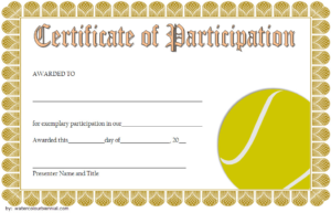 Tennis Participation Certificate Template Free 5 for New Printable Tennis Certificate Templates 20 Ideas