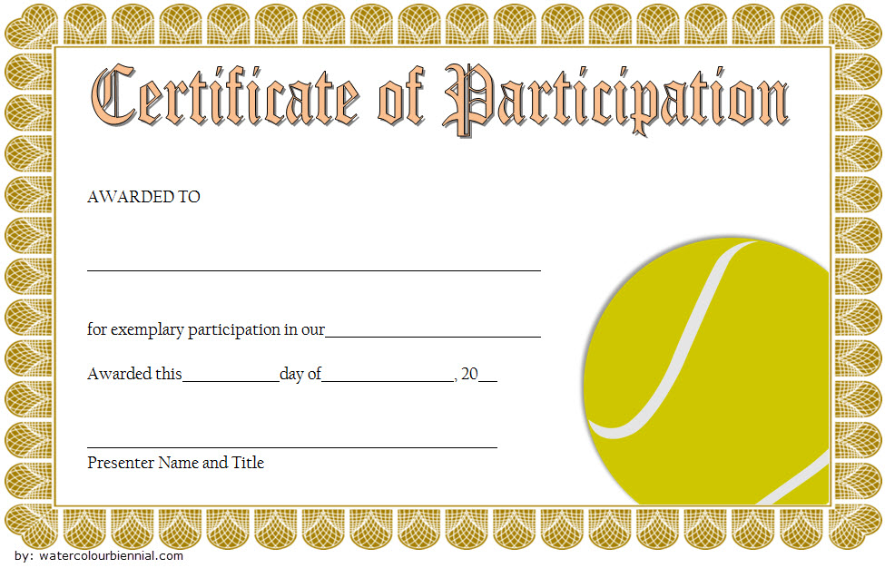 Tennis Participation Certificate Template Free 5 for New Printable Tennis Certificate Templates 20 Ideas