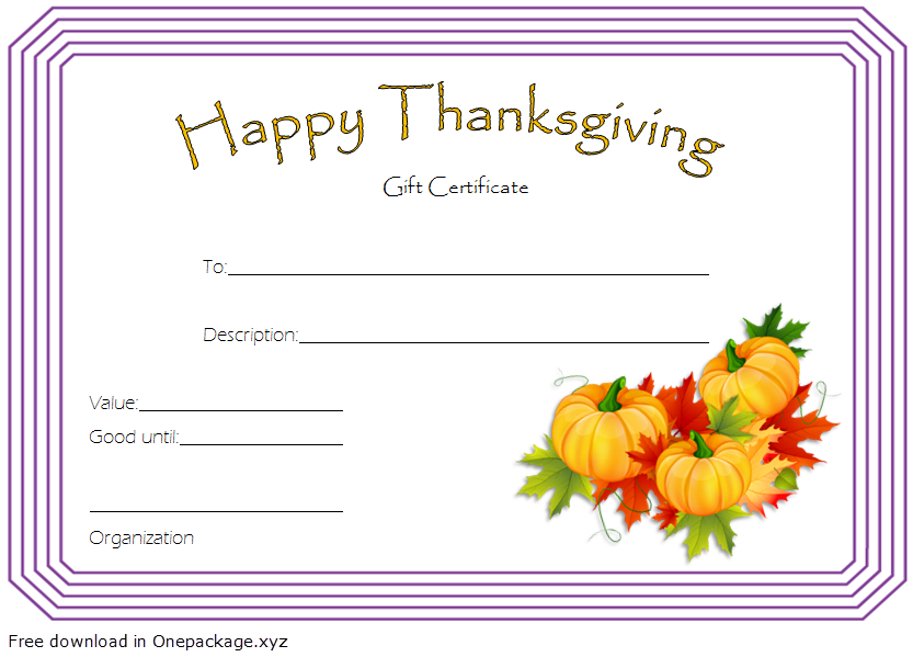 Thanksgiving Gift Certificate Template Free (Harvest Theme regarding Unique Thanksgiving Gift Certificate Template Free