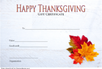 Thanksgiving Gift Certificate Template Free (The Best Design with Thanksgiving Gift Certificate Template Free