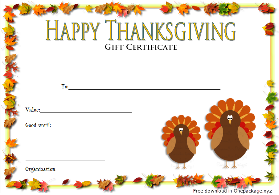 Thanksgiving Gift Certificate Template Free (Turkey Theme with regard to Unique Thanksgiving Gift Certificate Template Free
