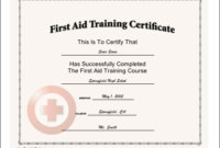 This Certificate, With A Red Cross Seal, Certifies The for Best First Aid Certificate Template Free