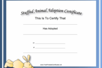 This Free, Printable, Stuffed Animal Adoption Certificate Is inside Toy Adoption Certificate Template