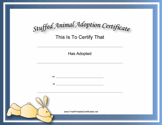 This Free, Printable, Stuffed Animal Adoption Certificate Is throughout New Stuffed Animal Adoption Certificate Template Free