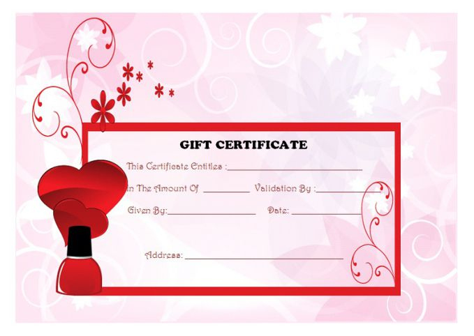 Top 10 Specialized Manicure Gift Certificate Templates for Fresh Free Printable Manicure Gift Certificate Template