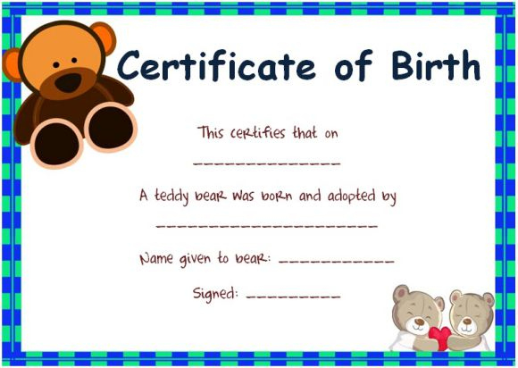 Toy Adoption Certificate Template : 13+ Free Word Templates pertaining to Amazing Teddy Bear Birth Certificate Templates Free