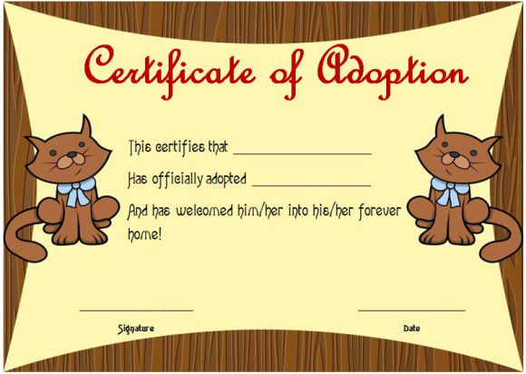 Toy Adoption Certificate Template : 13+ Free Word Templates within Unique Cat Adoption Certificate Templates