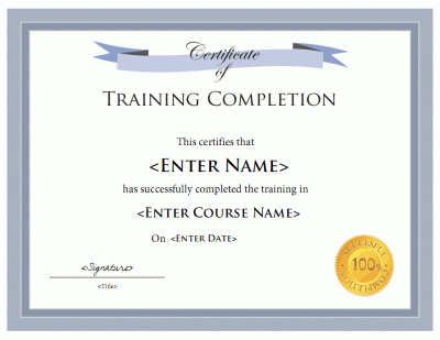 Training Certificate Template in Free Training Completion Certificate Templates