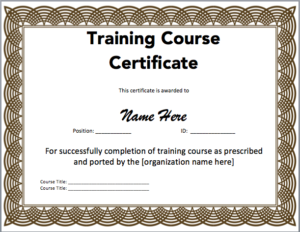 Training Certificate Template Microsoft Word Templates Free within Best Certificate Templates For Word Free Downloads