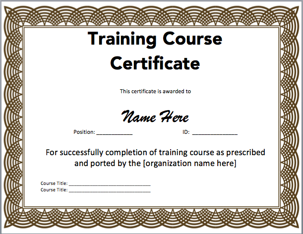 Training Certificate Template Microsoft Word Templates Free within Best Certificate Templates For Word Free Downloads