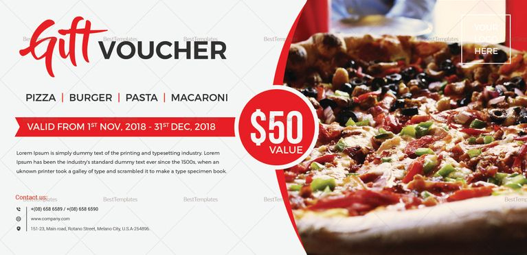Unique Gift Voucher Template | Gift Certificate Template in Pizza Gift Certificate Template