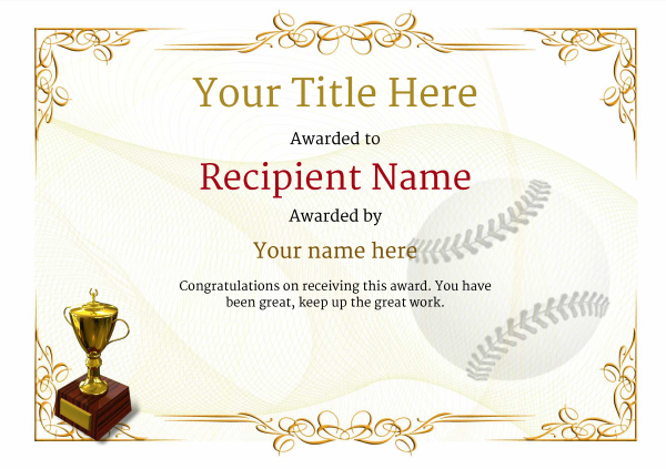 Use Free Baseball Certificate Templates -Awardbox for Baseball Achievement Certificate Templates