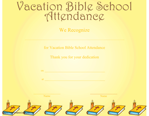 Vacation Bible School Attendance Certificate Printable regarding Free Vbs Certificate Templates
